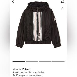 Moncler Enfant Krastil Hooded Bomber jacket Size 6